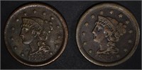 1853 XF & 1854 VF+ LARGE CENTS