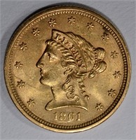 1861 $2 1/2 GOLD LIBERTY  CH BU