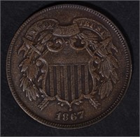 1867 TWO CENT DOUBLED DIE OBVERSE AU