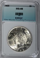 1923 PEACE DOLLAR EMGC SUPERB