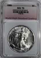 1989 AMERICAN SILVER EAGLE WHSG GRADED