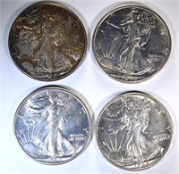 3 - 1944-S & 1 1944 WALKING LIBERTY HALF DOLLARS