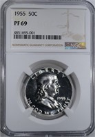 1955 FRANKLIN HALF DOLLAR, NGC PF-69