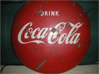 Porcelain Coca-Cola Button Sign 24 Inch Round