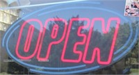 "OPEN" lighted sign