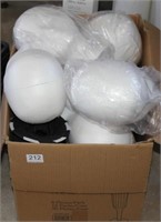 box of styrofoam heads (wig stands)