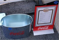 metal Coca-Cola ice tub & standing menu sign
