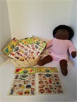 Vintage Cabbage Patch Doll and Puffy Stick-Ons