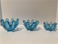 Unique Teal Glass Nesting Bowls