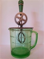 Antique Mixing Device with Green Glass