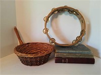 Vintage Hymnals, Tamborine, Collection Basket