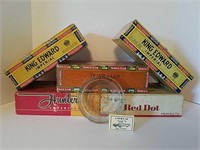 (5) Vintage Cigar Boxes, Ashtray, and Matches