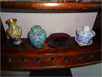 Small Cloisonne Vase, Porcelain Ginger Jar,