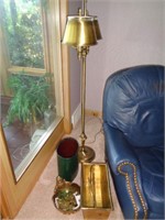 Brass Lamp, Magazine Rack and Santa Bowl
