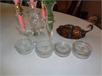 Candleholders - 1 Glass, 1 Silverplate, 8