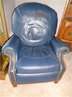 Teal Colored Leather Recliner
