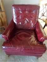 Burgundy Kindel Leather Arm Chair