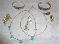 Sterling & Turquoise Bracelets, Earrings, Turtle