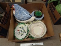 Collection Vintage Plates & Rooster Tureen