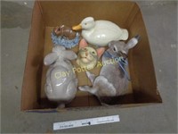Large Ceramic Duck, Cat & Bunnies