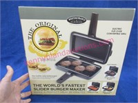 "the world's fastest burger maker" with box