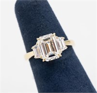 PREOWNED 18KY Emerald Cut Diamond Three Stone