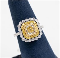 NEW 18K WG/YG Fancy Yellow 1.39ct VS1 clarity