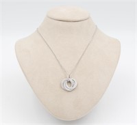 NEW 18KW Triple Pave Circle Necklace with 1.47ct
