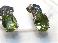 $150. S/Silver Peridot and Diamonds Earrings