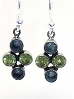 S/Silver Peridot and Gemstone Earrings