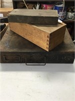 Meatal tool bin-Two (2) wooden boxes