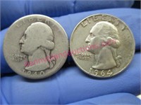 1940 & 1964 washington silver quarters (2 total)