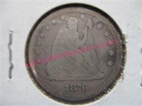 1876 seated liberty silver quarter