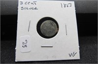 1853 3 CENT SILVER  VG