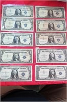 10 UNCIRCULATED SILVER CERTIFICATES