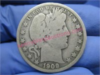 1909-O barber silver half-dollar