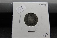 1841 SEATED DIME  VF