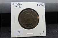 1846 SM DATE LARGE CENT  VF