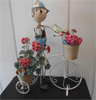 Metal Flower Stand - Boy with Bicycle 25" Long