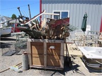 Wood Shipping Crate full of Yard Hand Tools
