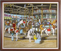 H Hargrove Serigraph, "The Carousel"