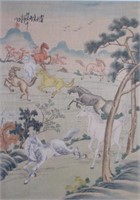Japanese Color Woodblock Print on Silk