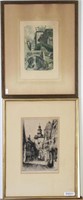 Two Antique German Etchings, Geissler and Veit