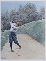 After AB Frost Lithograph, Golfing Out of Bunker