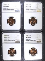 4 - 1958-D LINCOLN CENT NGC MS66RD