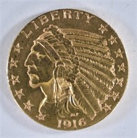 1916-S $5 GOLD INDIAN HEAD  CH BU