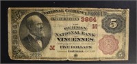 RARE 1882 $5.00 NATIONAL,  GERMAN NATIONAL BANK