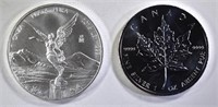 LOT OF 2: 2013 5 DOLLARS CANADIAN SILVER 1 OZ .999