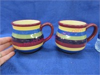 pair of longaberger pottery striped mugs
