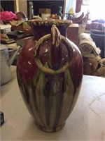 decorative stone jug drip glaze and ringed handles